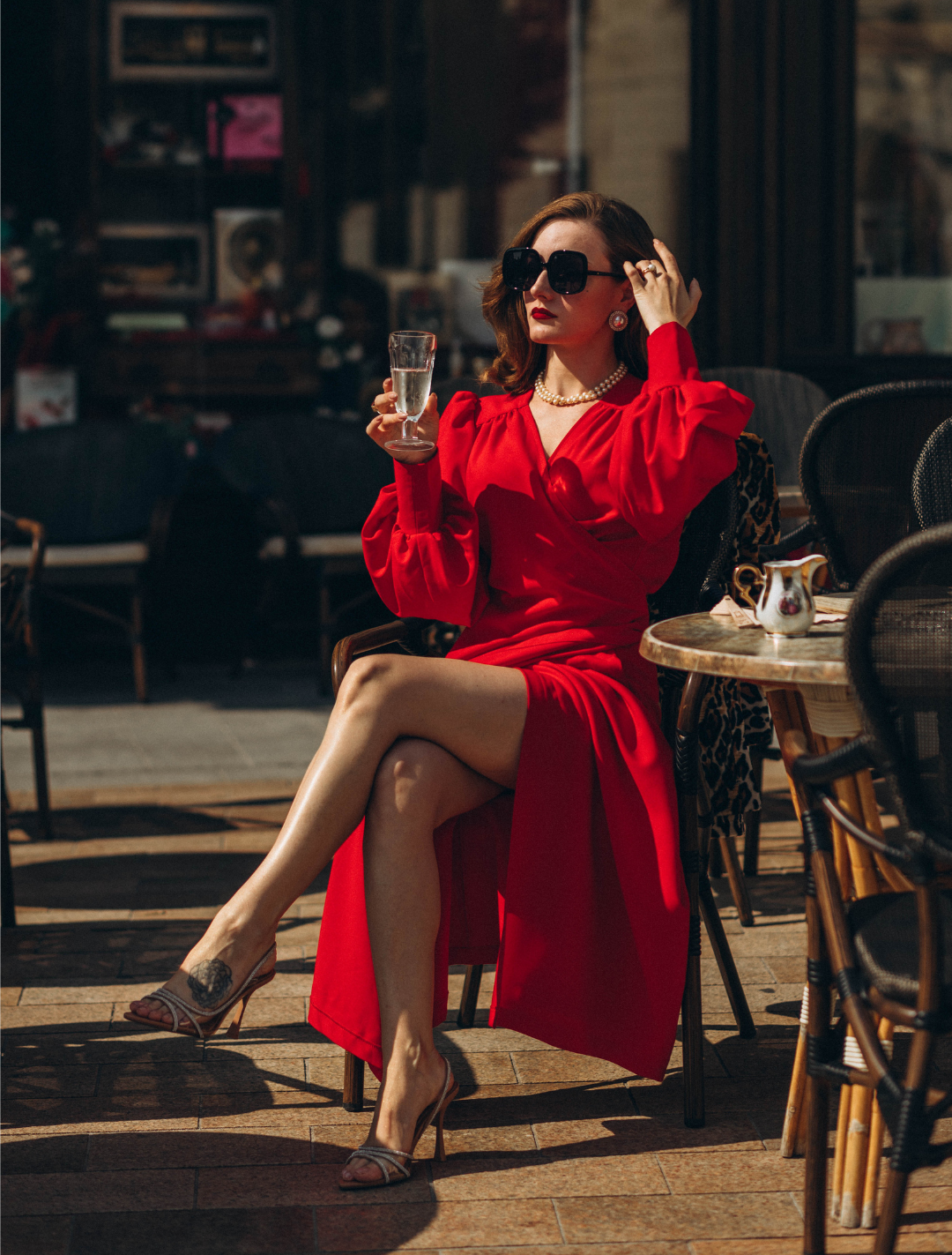 Wrap Dress in Red - front view 2