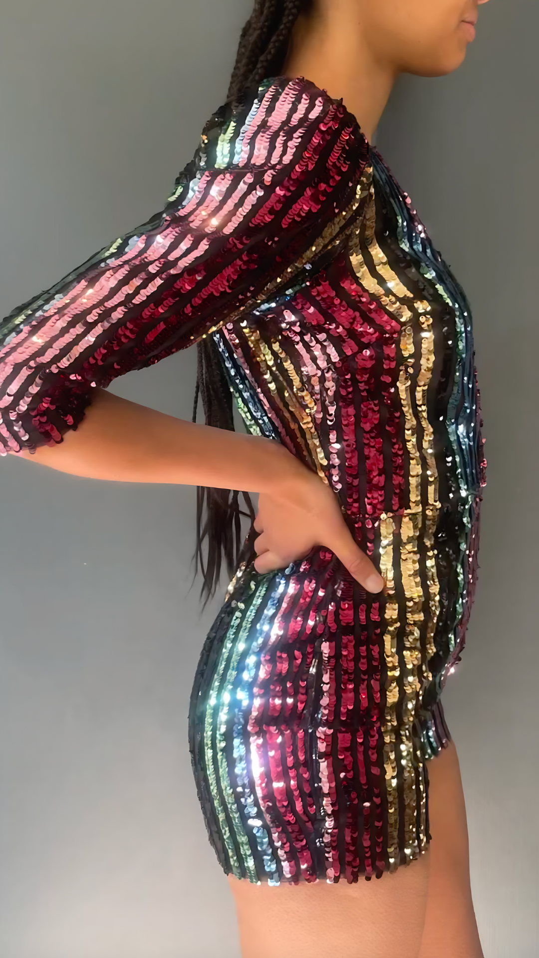 Rachel Playsuit in Rainbow Stripe Sequin