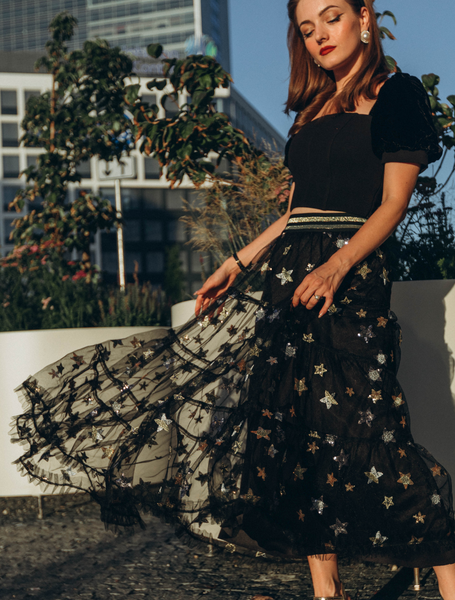 Vivienne Star Maxi Skirt in Black