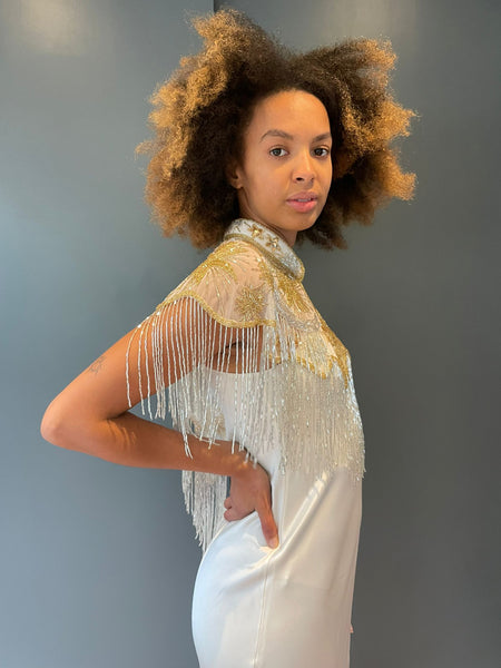 Cream Stars in your Eyes Sequin Cape