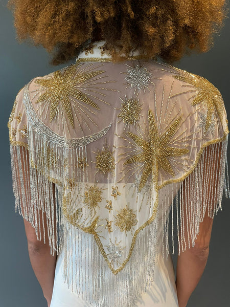 Cream Stars in your Eyes Sequin Cape