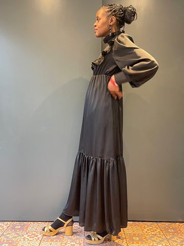 Prairie Dress in Black Silk