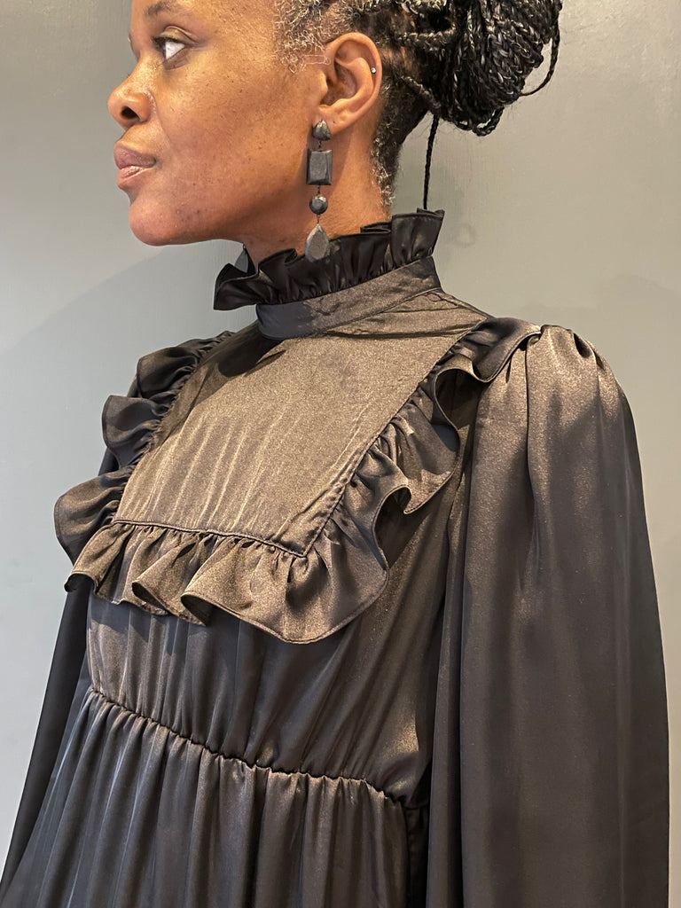 Prairie Dress in Black Silk | Woo Woo Boutique Prairie Dress in Black Silk | Woo Woo Boutique