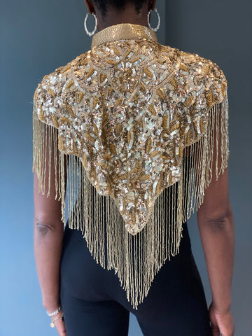 Gold Cleo Sequin Cape