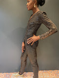 Jumpsuit in Black with Silver Sequins - side view