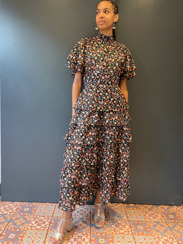 Froo Froo Dress in Floral Vintage Cotton - full front view