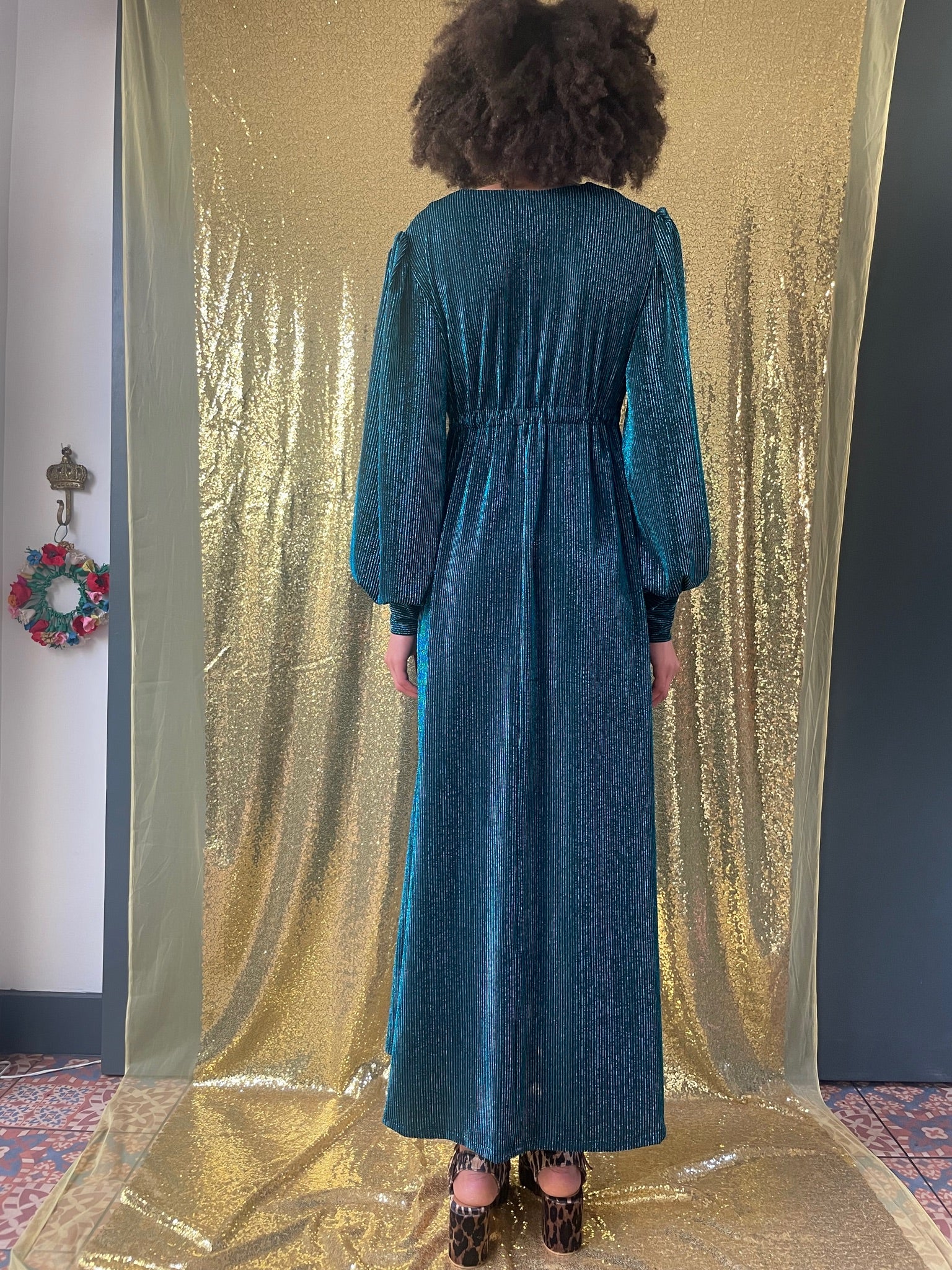 Percy Dress in Blue Glitter - full view back