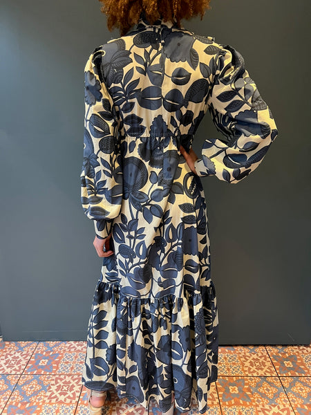 Prairie Dress in Blue Floral Cotton