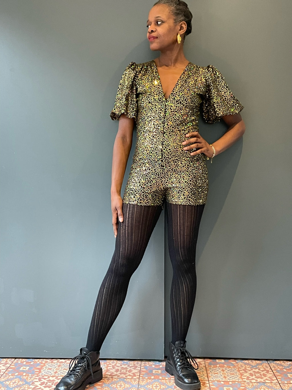 Sophie B Playsuit in Gold full view