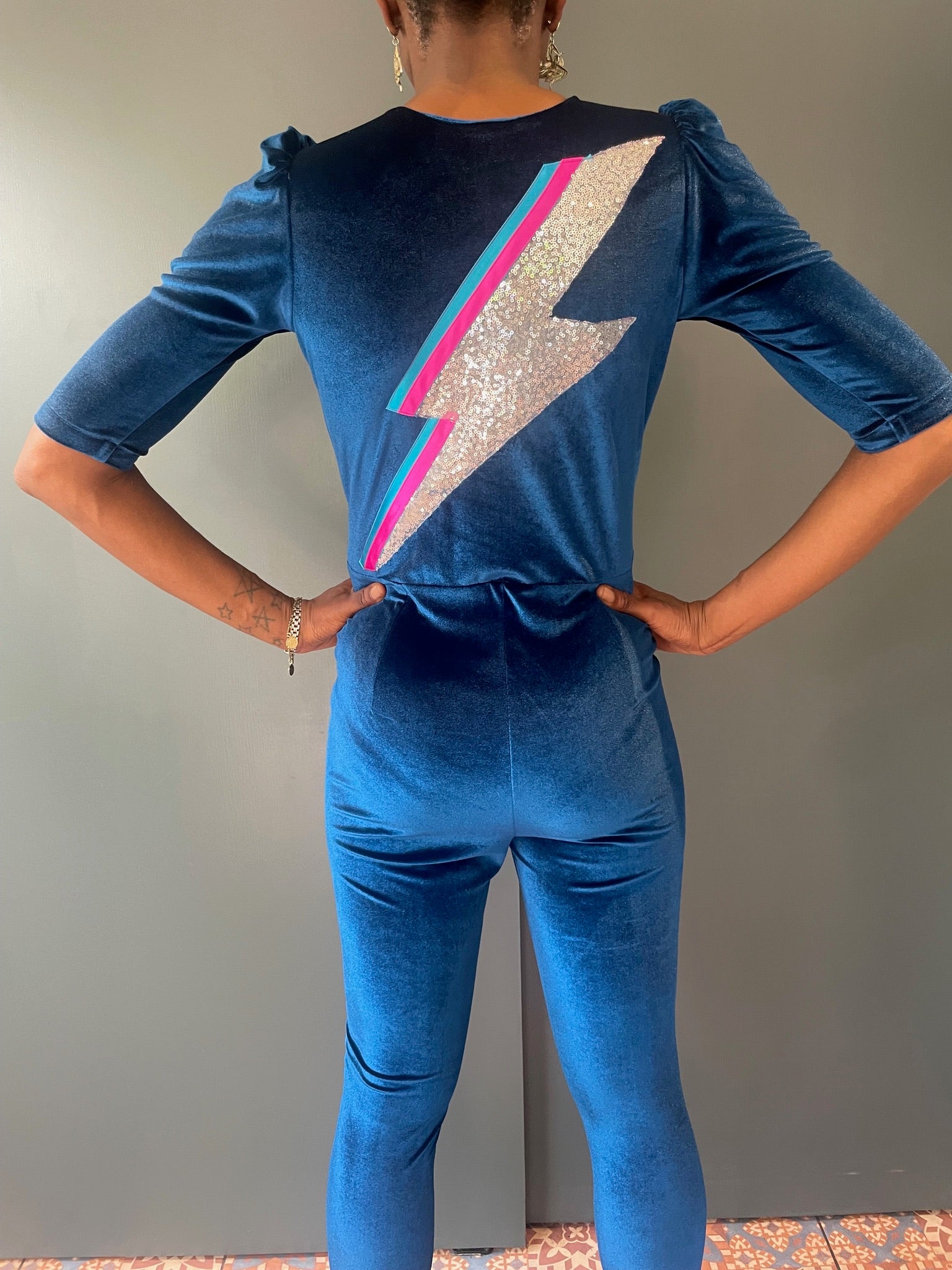 Ziggy Stardust Velvet Jumpsuit - with Zap detail