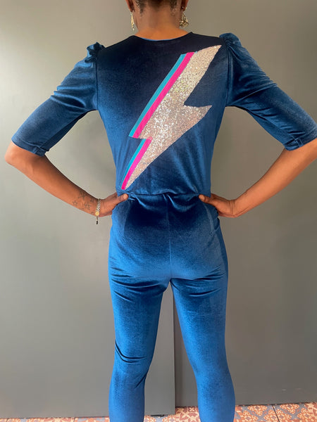 Ziggy Stardust Velvet Jumpsuit - with Zap detail