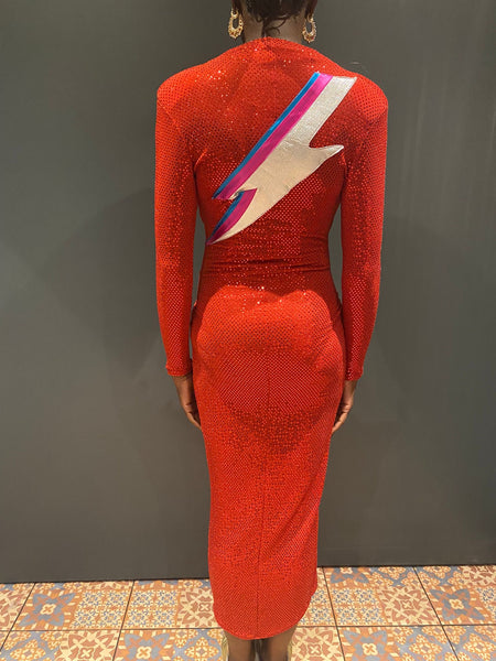 Red Sequin Dress - back view with zap detail 3