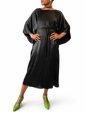 Black Silk Batwing Maxi Dress