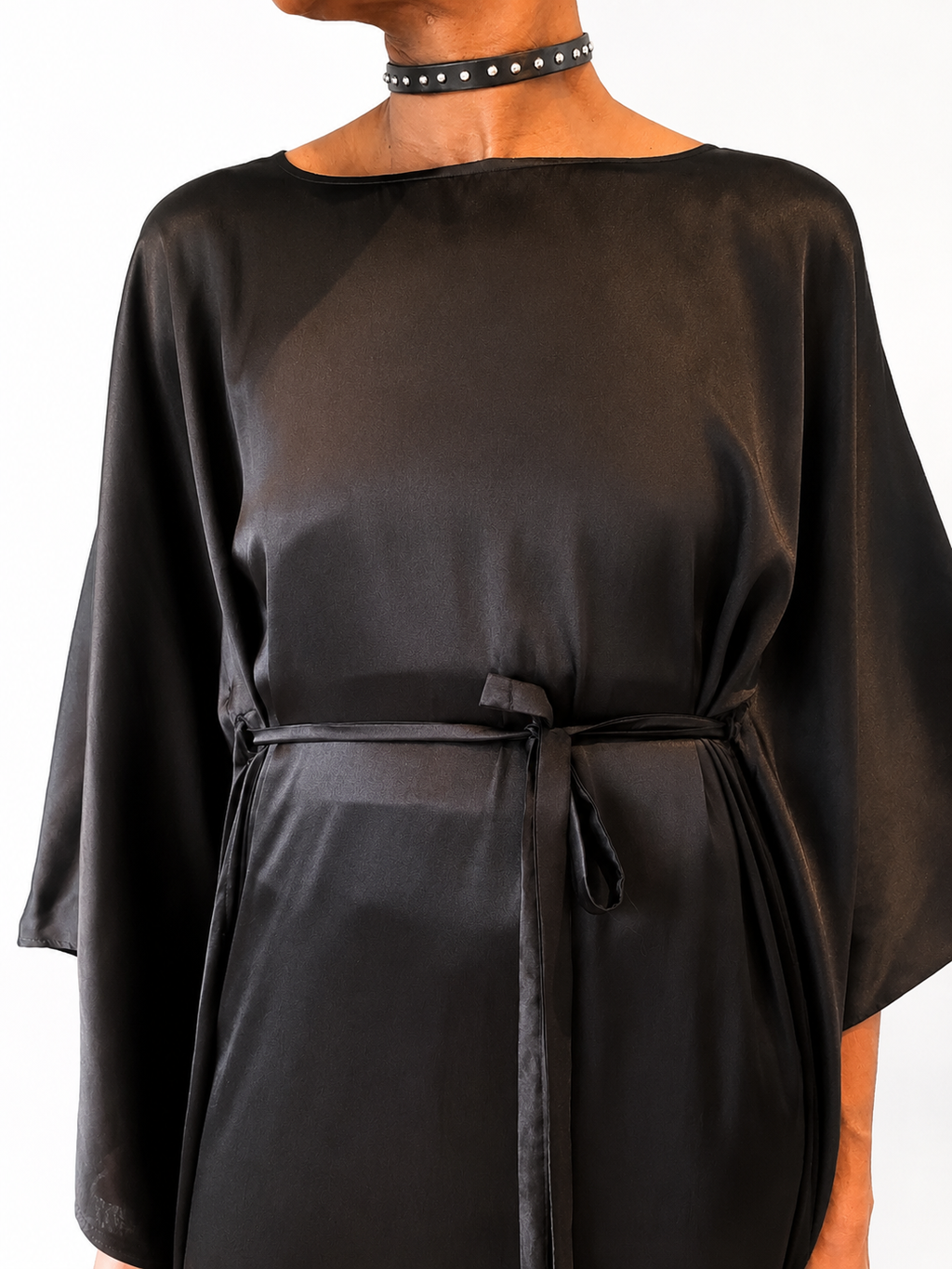 Black Silk Batwing Maxi Dress
