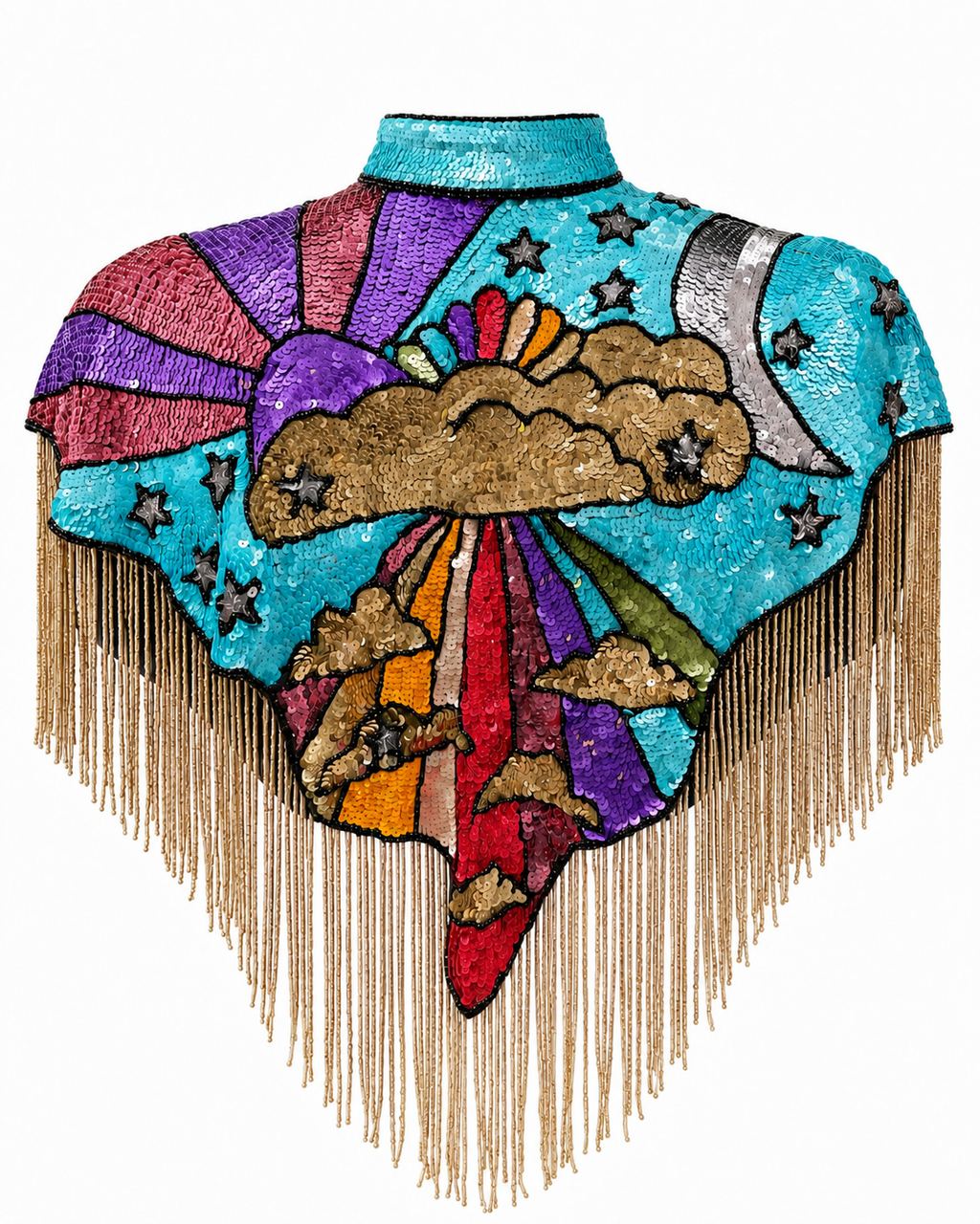 Dreams Sequin Cape in Blue Rainbow