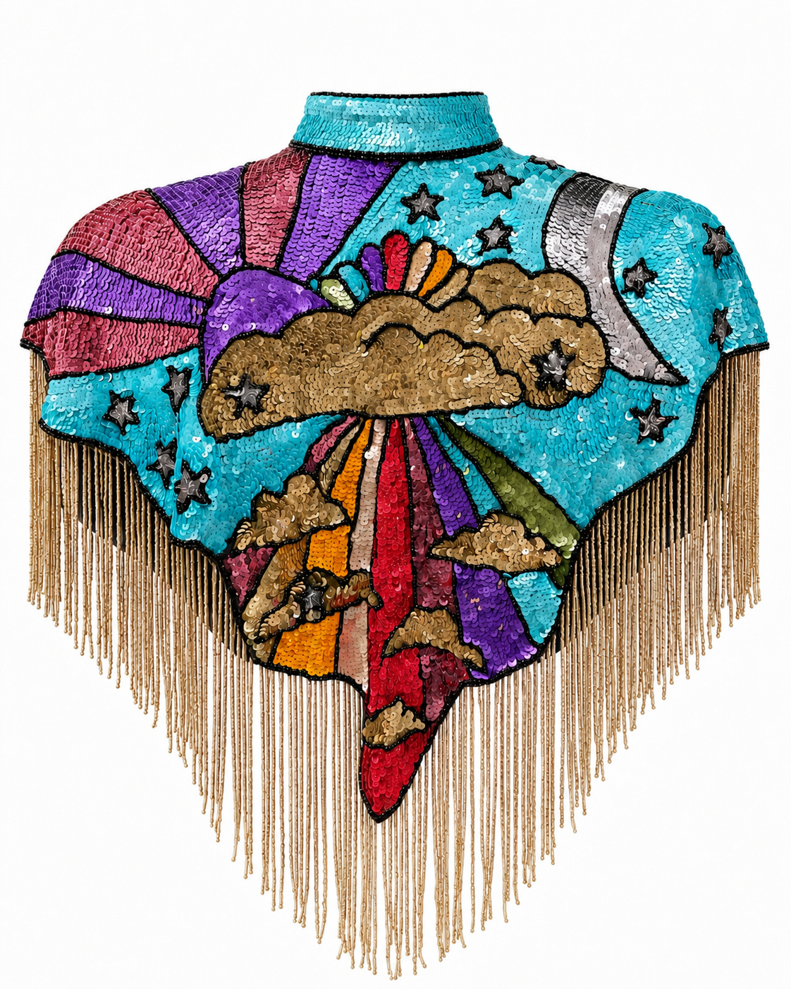 Dreams Sequin Cape in Blue Rainbow