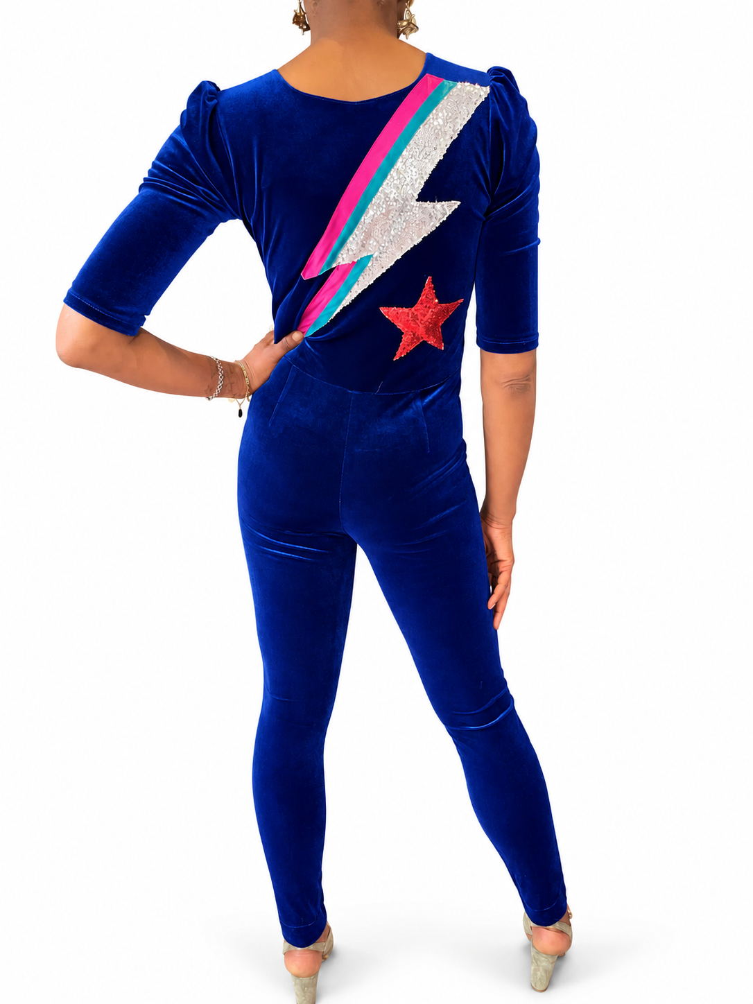 Ziggy Jumpsuit in Electric Blue Velvet