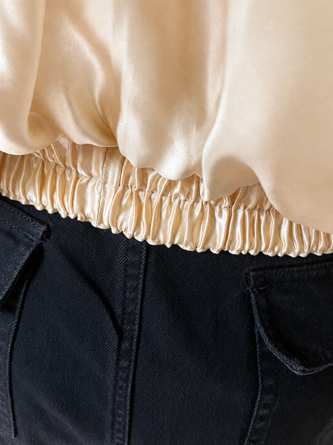 Champagne Embroidered Kimono Silk Bomber Jacket