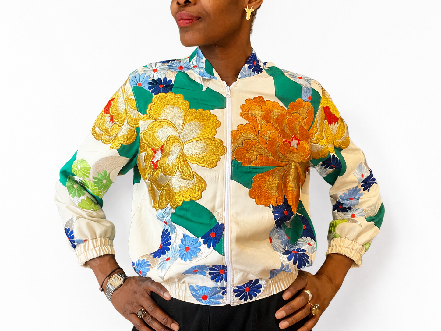 Japanese Kimono Silk Bomber Jacket