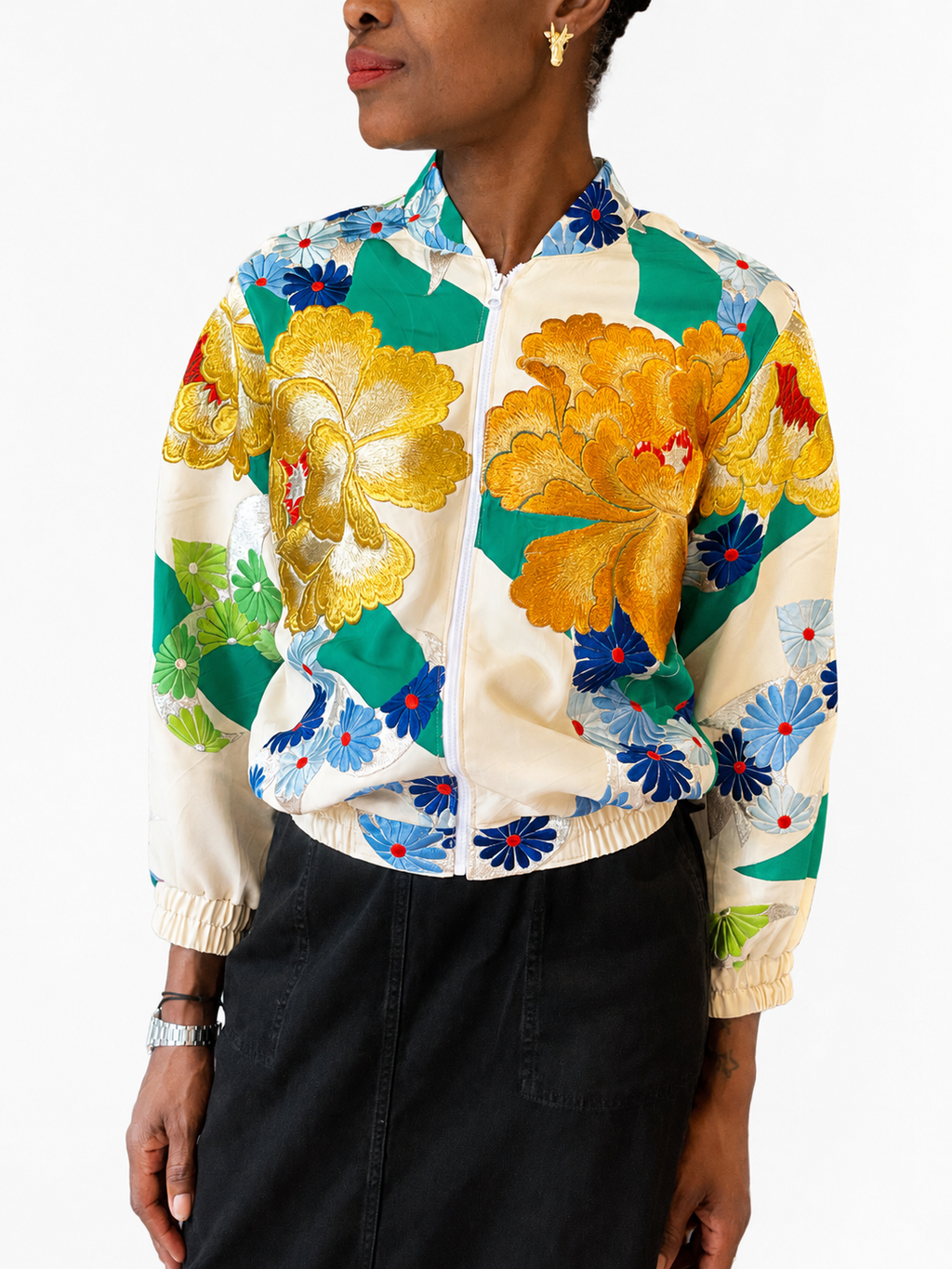 Japanese Kimono Silk Bomber Jacket