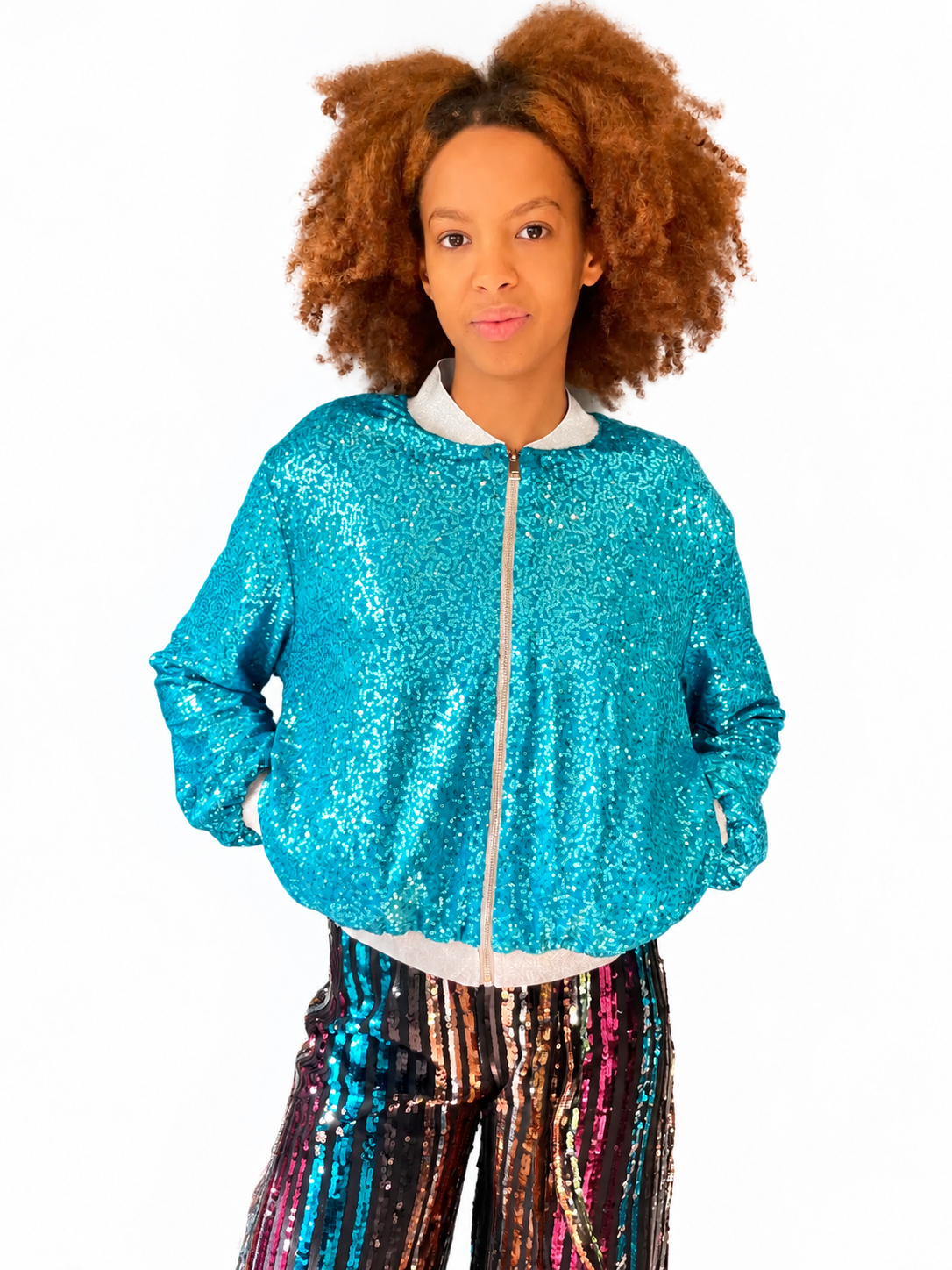 Turquoise Zappy Bomber Jacket