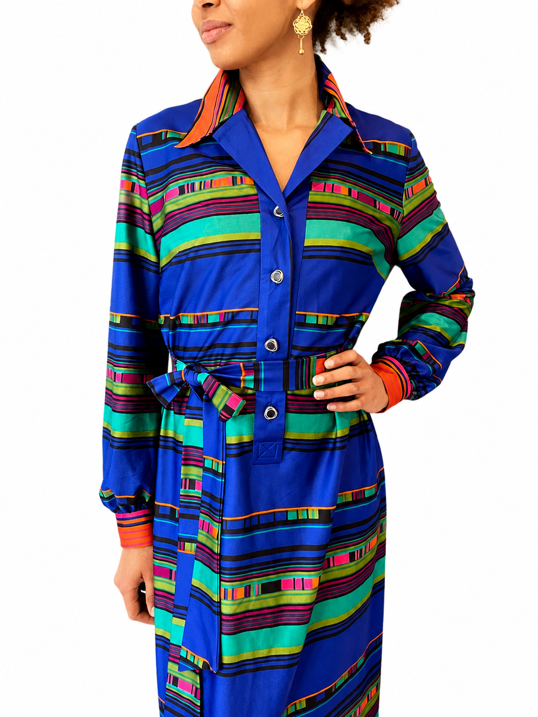 1970s Alex & Barry for Devonmade Striped Shirt Dress
