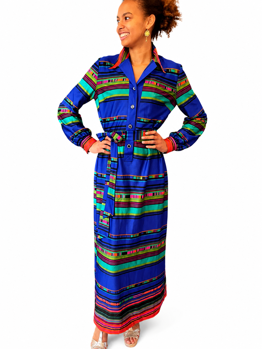 1970s Alex & Barry for Devonmade Striped Shirt Dress