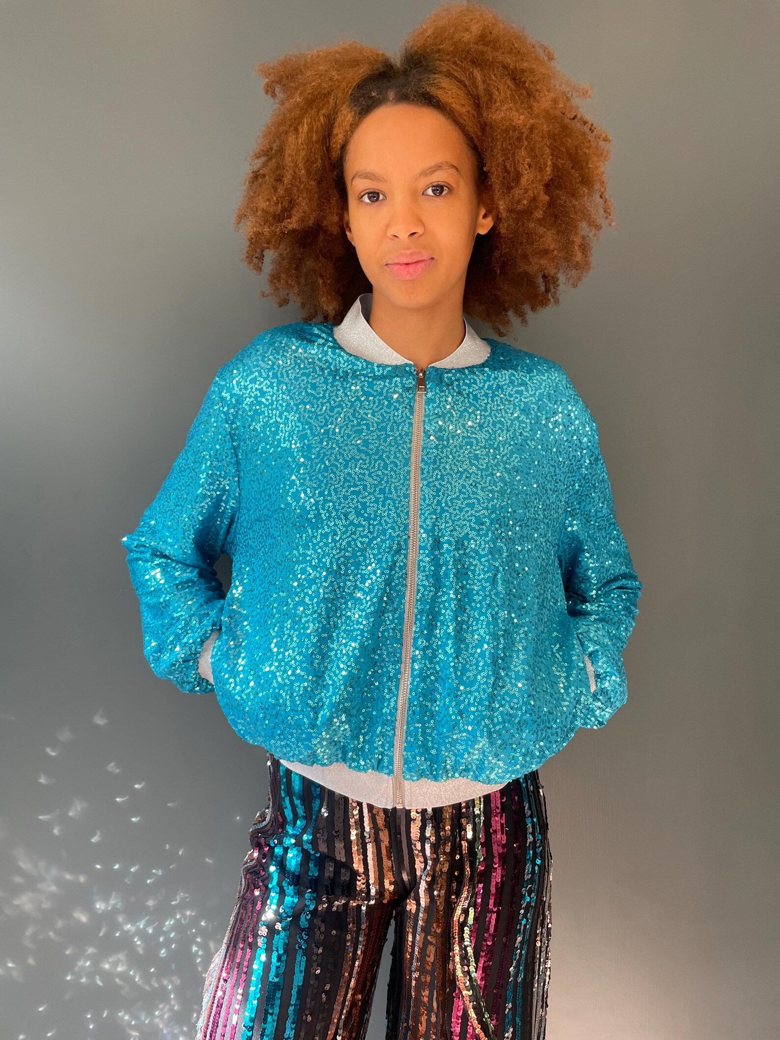 Turquoise Zappy Bomber Jacket
