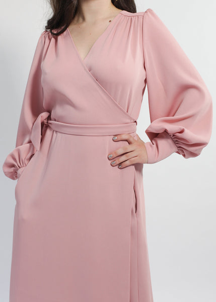 Ossie Crepe Wrap Dress – Rose Blush