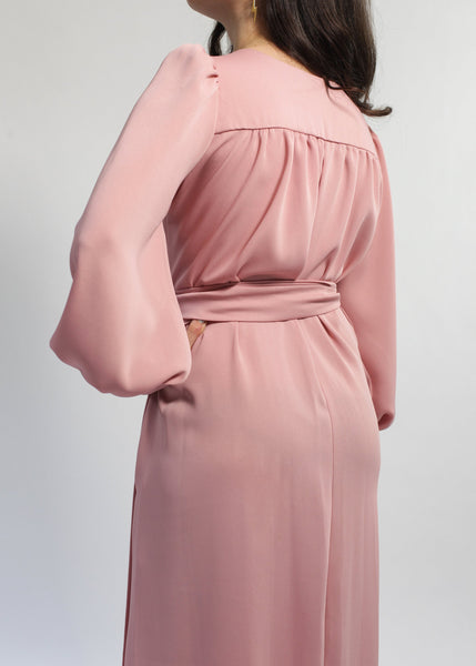 Ossie Crepe Wrap Dress – Rose Blush