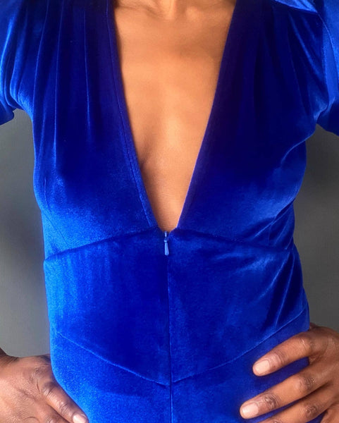 Ziggy Velvet Jumpsuit in Royal Blue