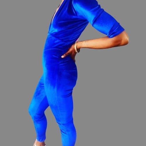 Ziggy Velvet Jumpsuit in Royal Blue