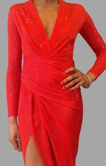 Red Body Con Ziggy Dress with Zap