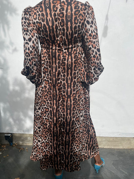 Percy Dress in Jaguar Print Satin Crepe