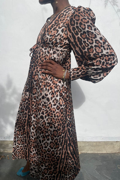 Percy Dress in Jaguar Print Satin Crepe