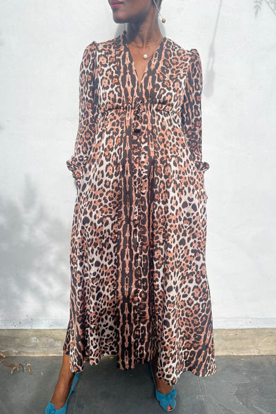 Percy Dress in Jaguar Print Satin Crepe