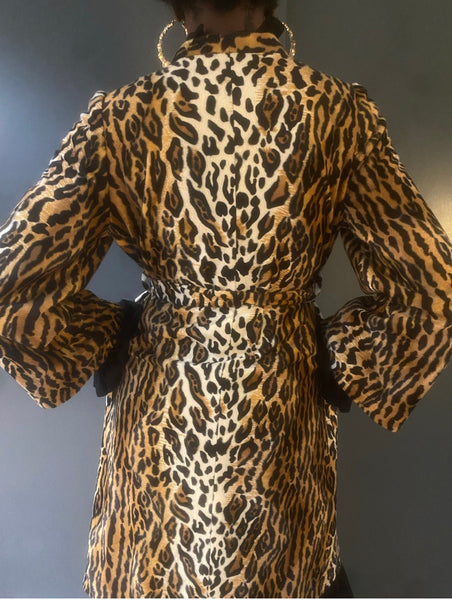 Tokyo Leopard Skin Vintage Inspired Kimono Wrap Coat