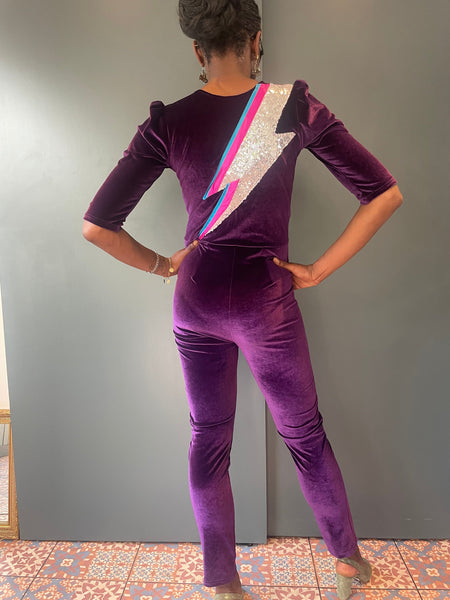 Ziggy Jumpsuit in Purple Velvet | 1970s Vintage Style