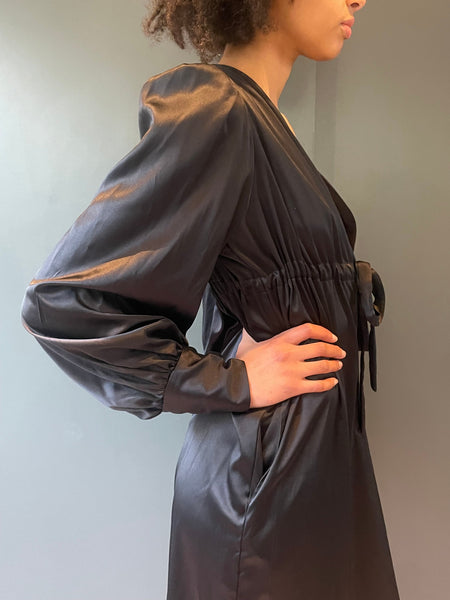 Vintage Percy Jumpsuit Black silky satin one size