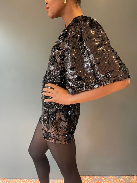 The Betty Black Sequin Playsuit