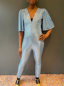 Sophie B Long Sleeve Pale Blue Sequin Jumpsuit