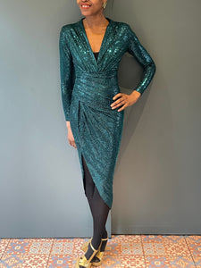 Ziggy Blue Dynasty Sequin Dress with long sleeves