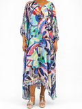Abstract Silk Chiffon Lurex Kaftan