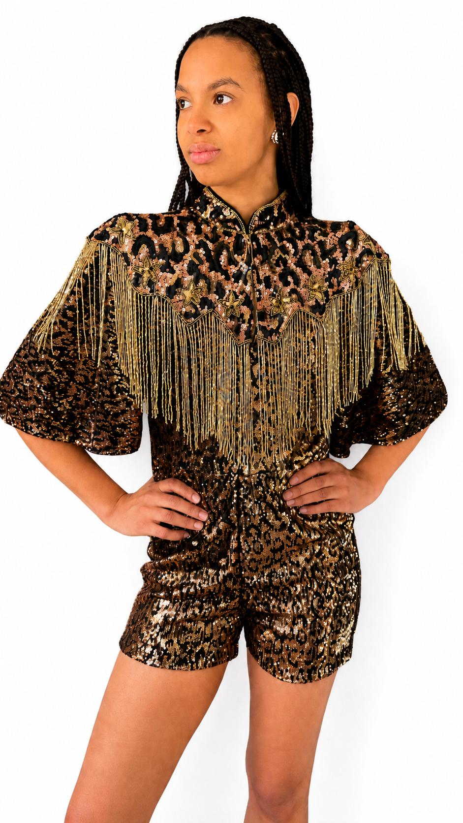 Leopard Print Sequin Cape