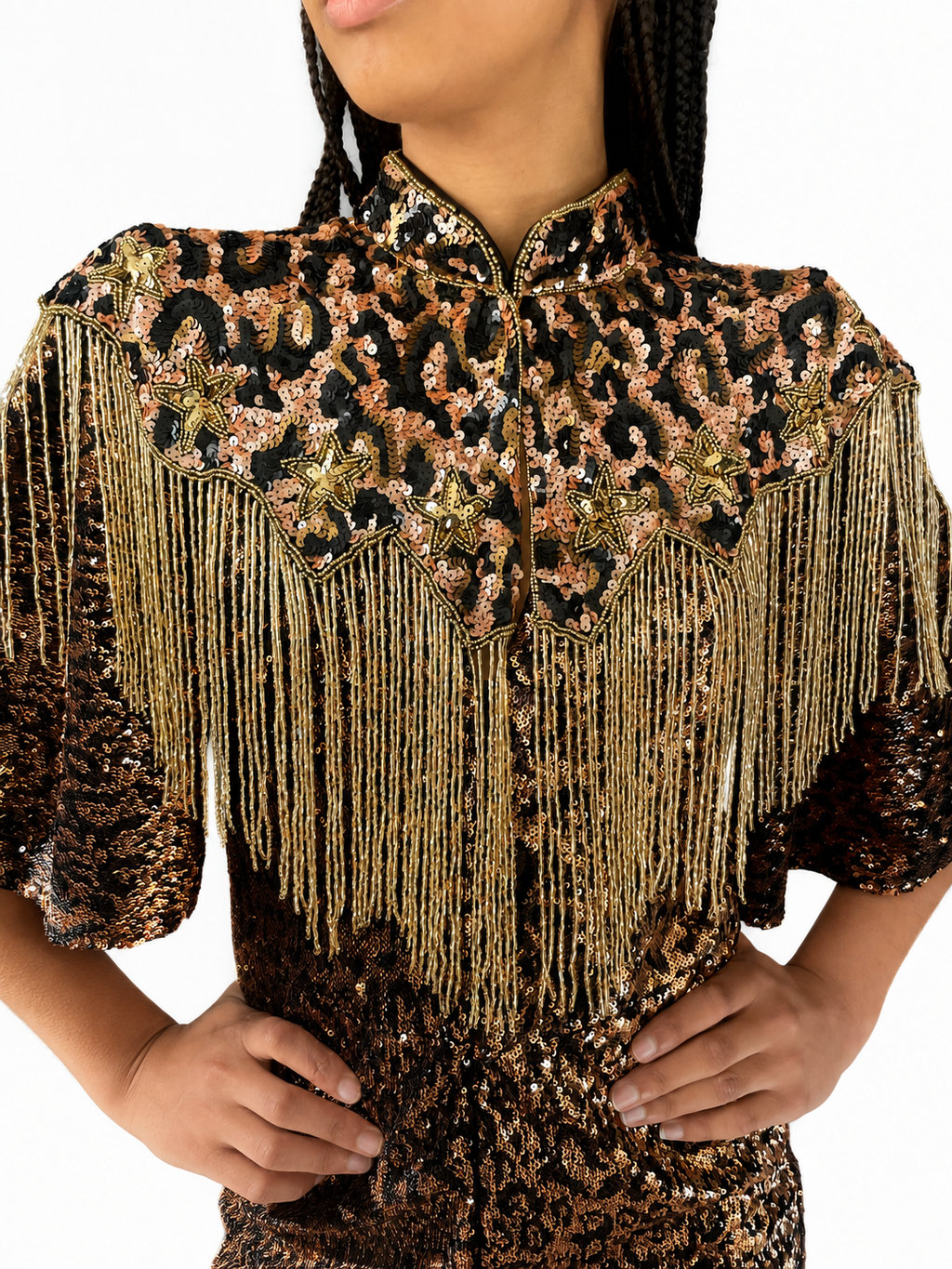 Leopard Print Sequin Cape