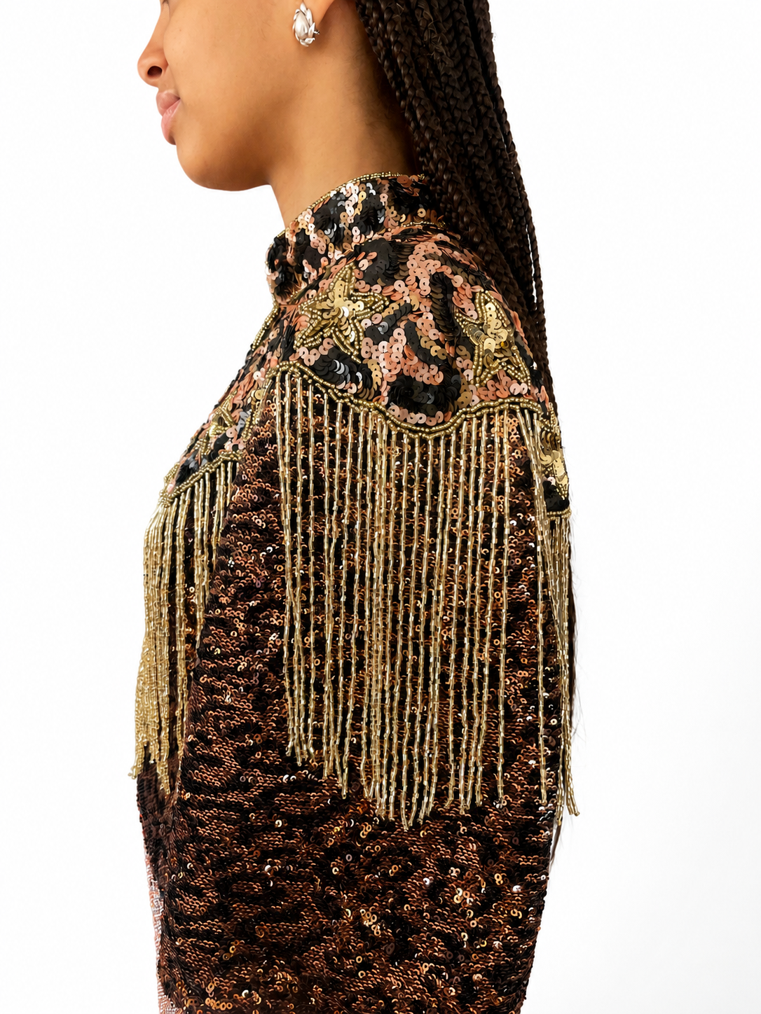 Leopard Print Sequin Cape