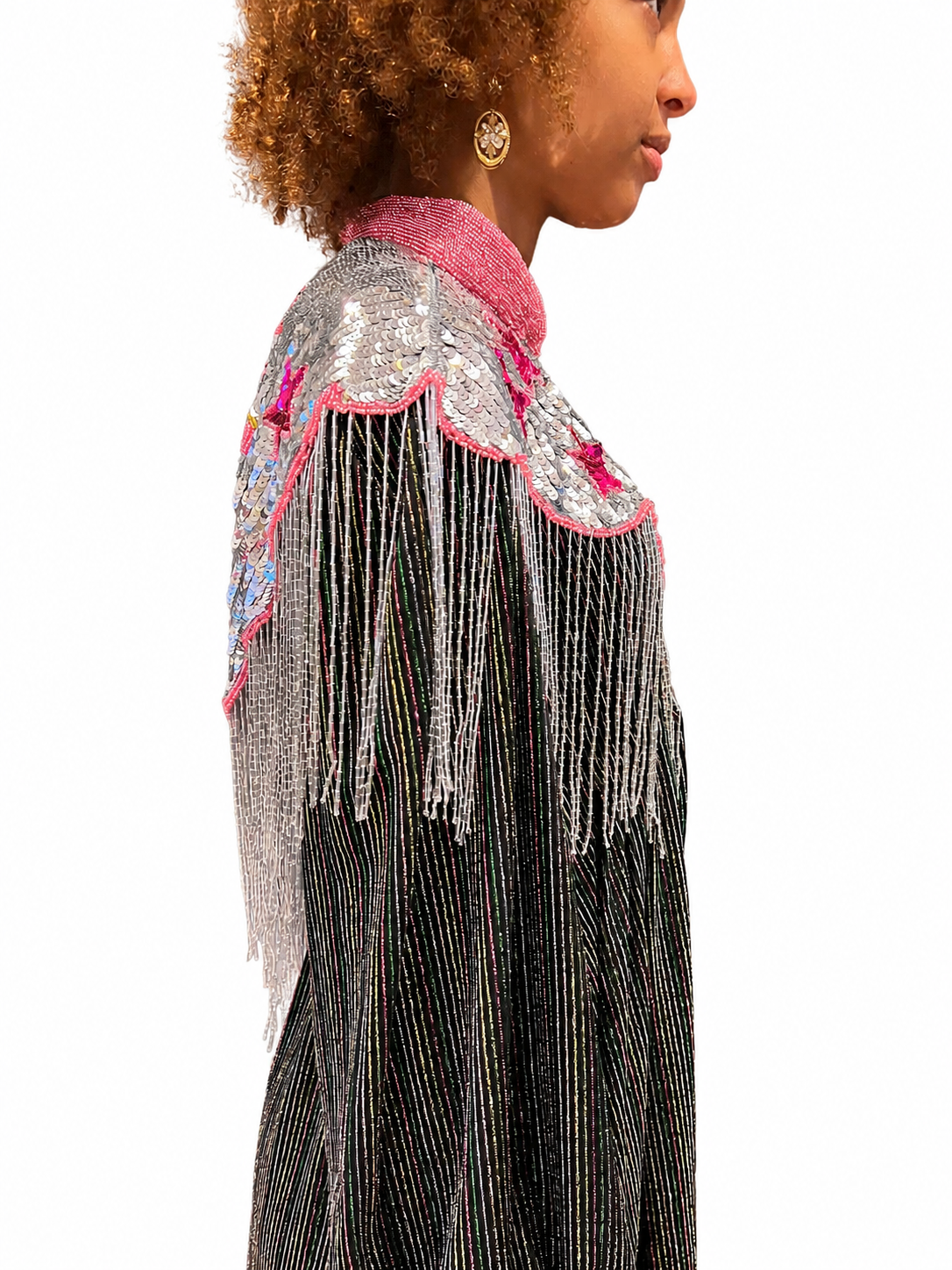 LOVE Sequin Cape Silver and Pink