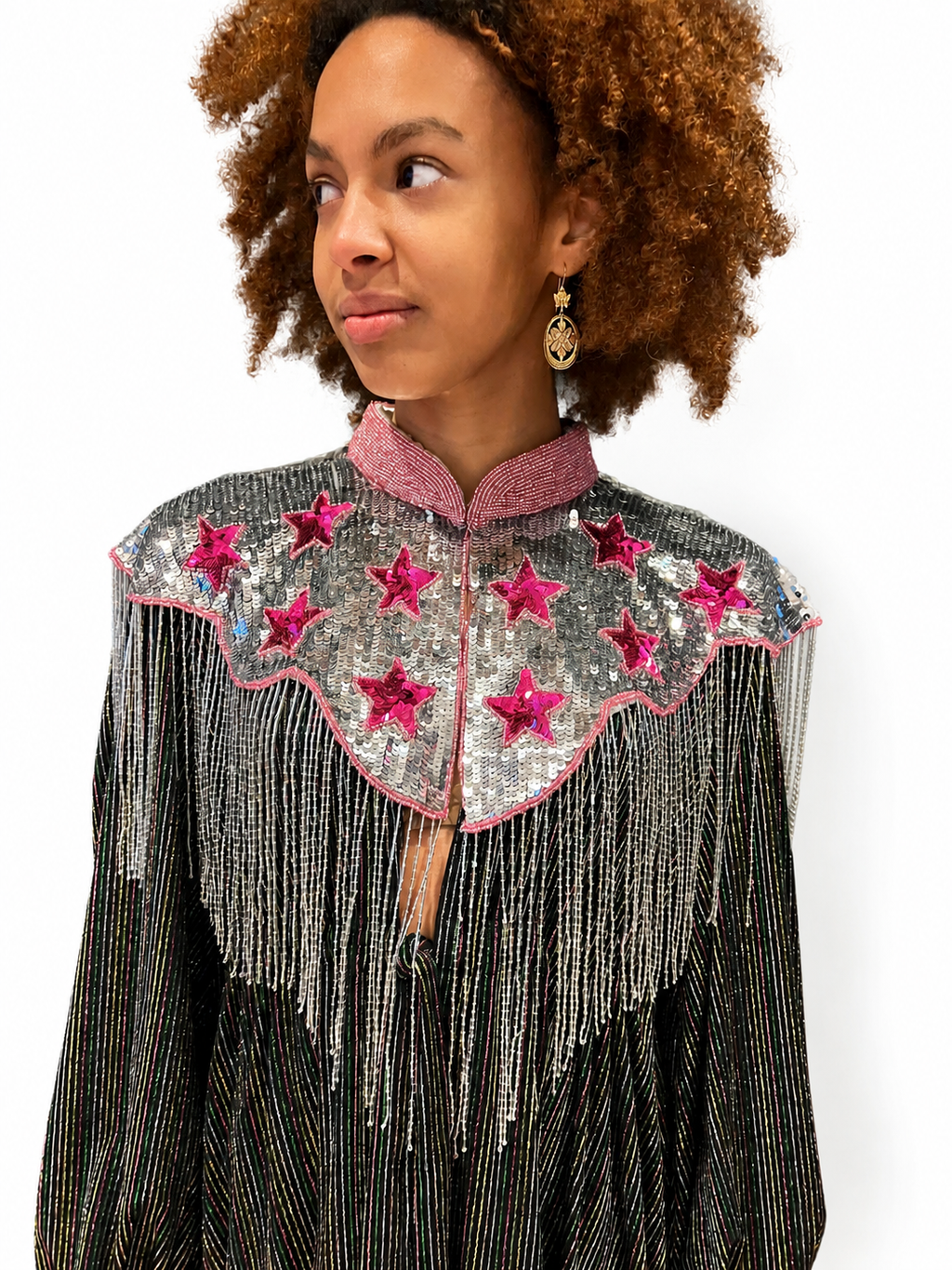 LOVE Sequin Cape Silver and Pink