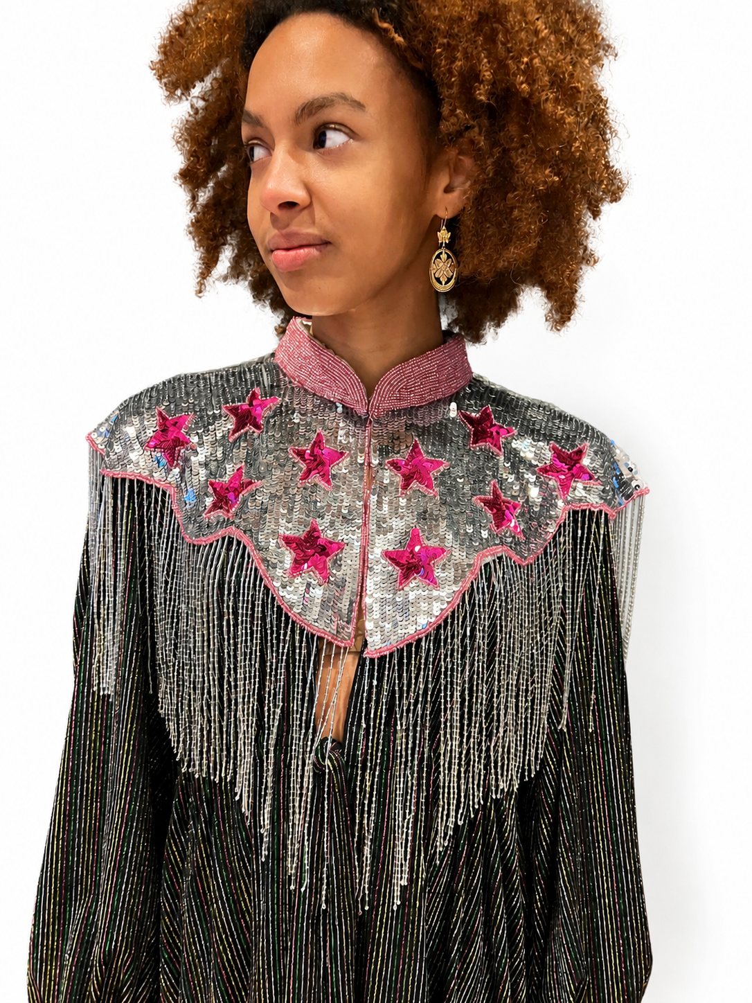 LOVE Sequin Cape Silver and Pink
