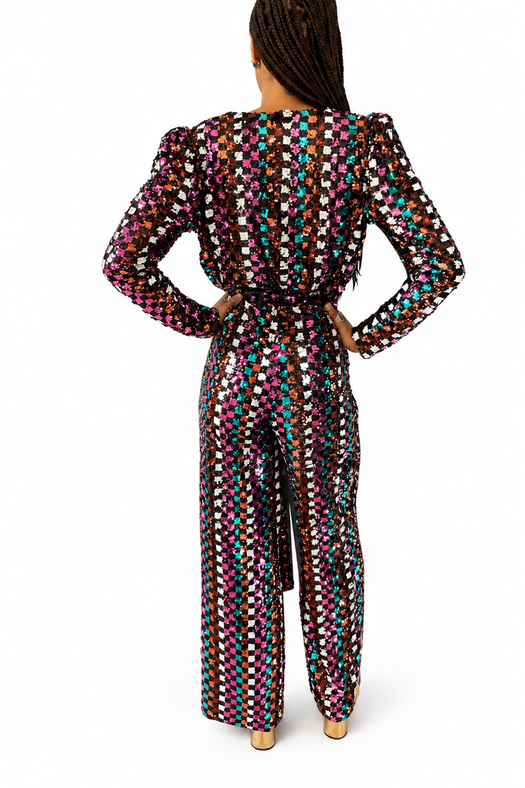 Rachel Blade Runner Jumpsuit in Mosaic Sequin